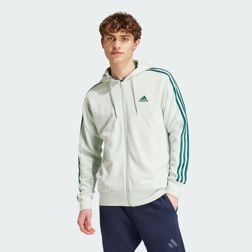 Men's adidas Essentials French Terry 3-Stripes Full-Zip Hoodie