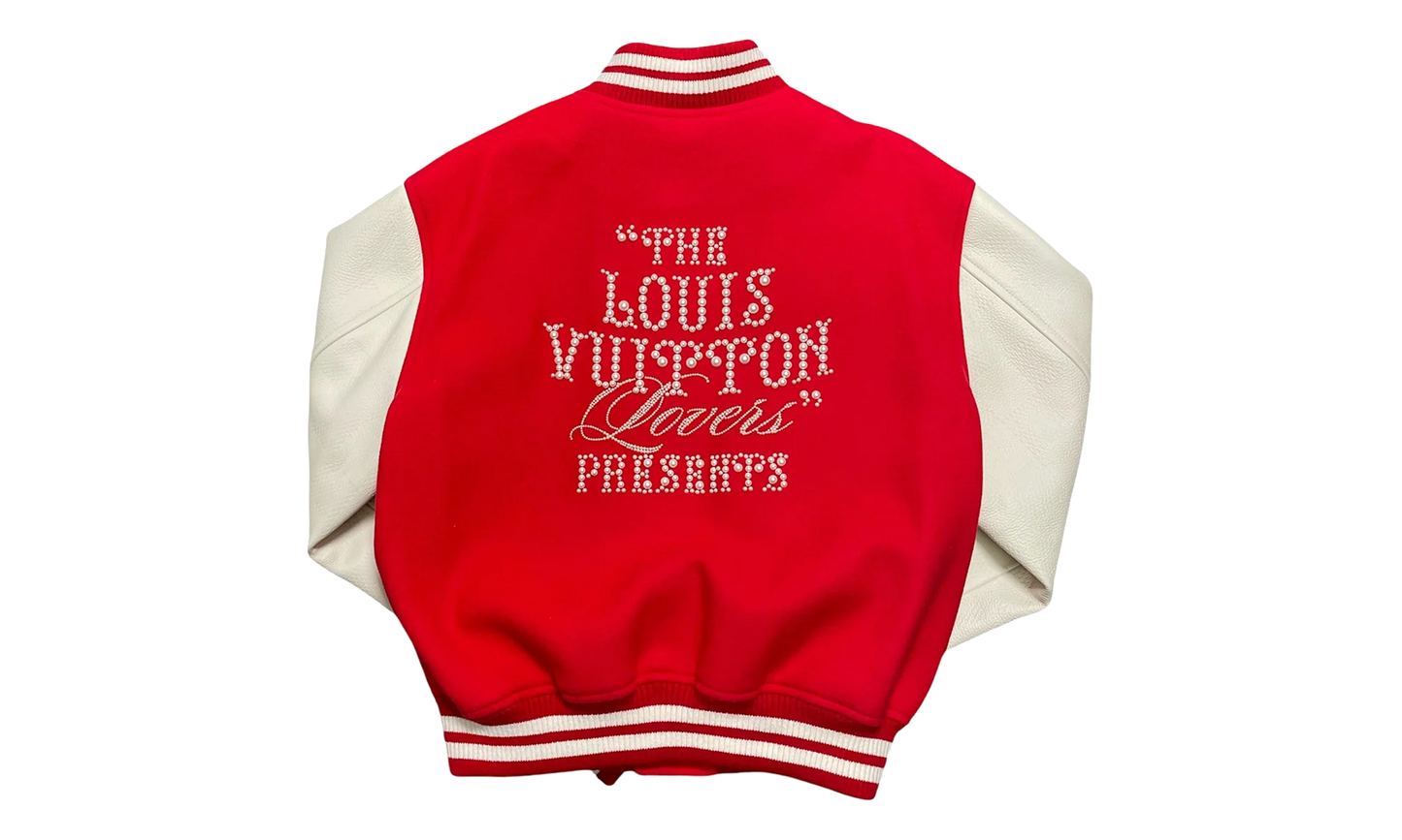 Mix Leather Varsity Jacket "Pharrell Williams - Bright Red/White" 1AFIQJ