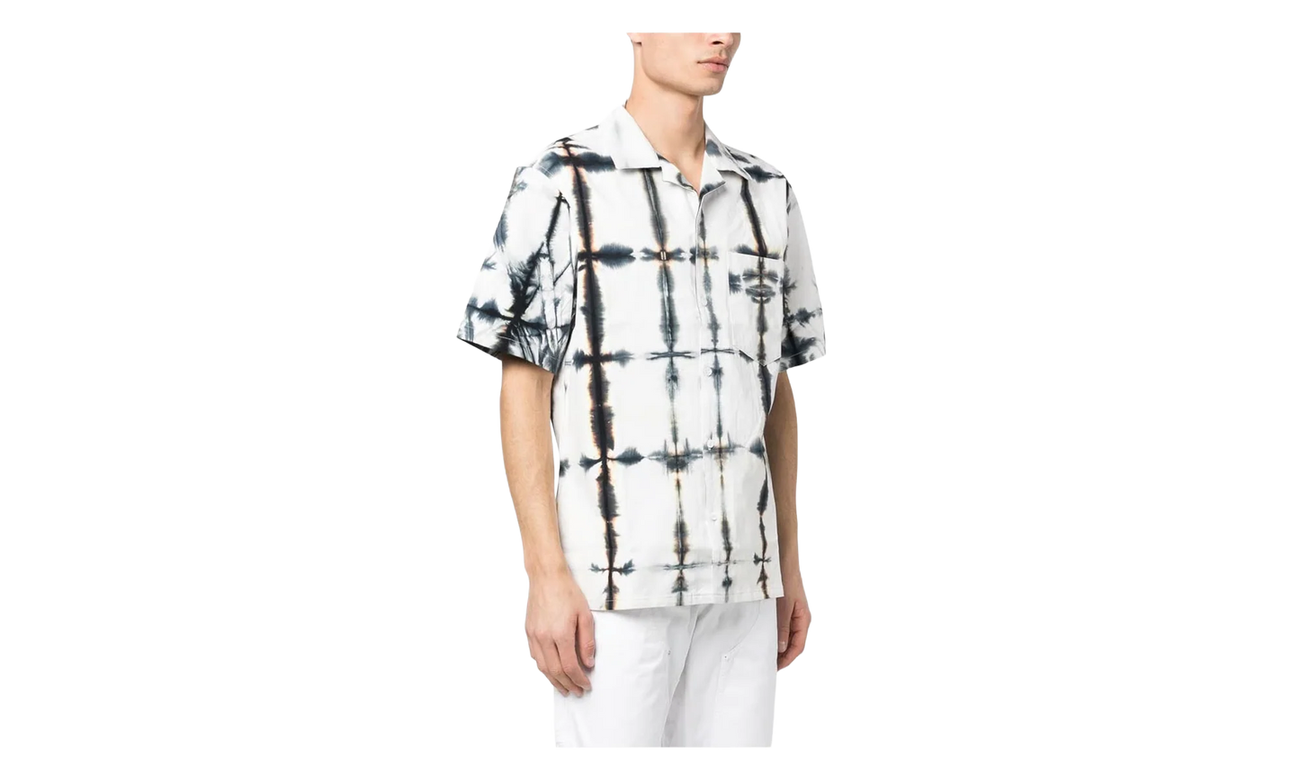 Tie Dye Short-Sleeve Button Down Shirt "White" SS23 W1 SH4 321 GREE