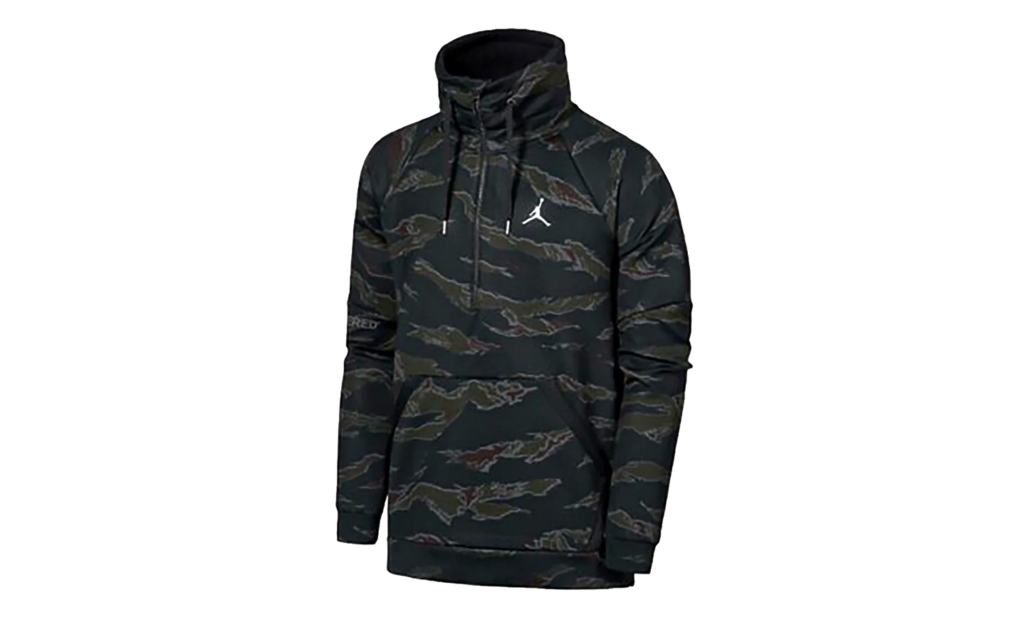 Air Jordan Flight Camo Anorak Half Zip Pullover Hoodie "Black" AH6163 010