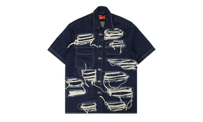Distressed Denim Short Sleeve Shirt "Blue" 2637 100000104DWS BLUE