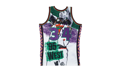 NBA Sublimated Hakeem Olajuwon Swingman Jersey "1995 All Star West - White" SMJYNG18434 ASWWHIT95HOL