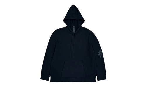Leather Cross Patch Cashmere Hoodie "Black" CHRM1123