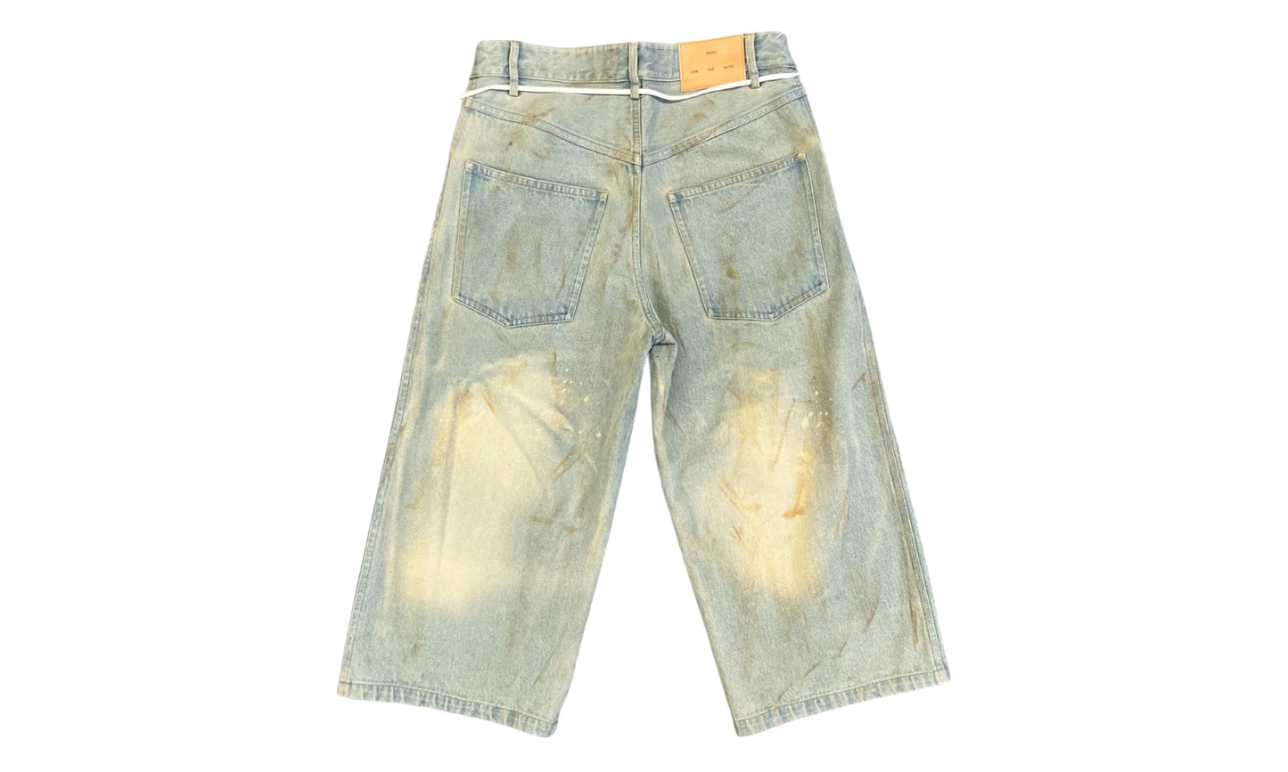 Long Denim Shorts "Light Blue Dirt Fade Out" 261 MST055 FADEBLU