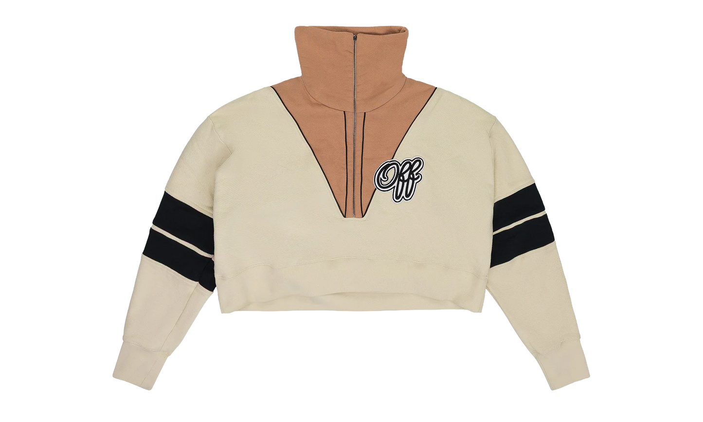 Intarsia Crop Half Zip Sweater "Cream" OFW WTPS 0001