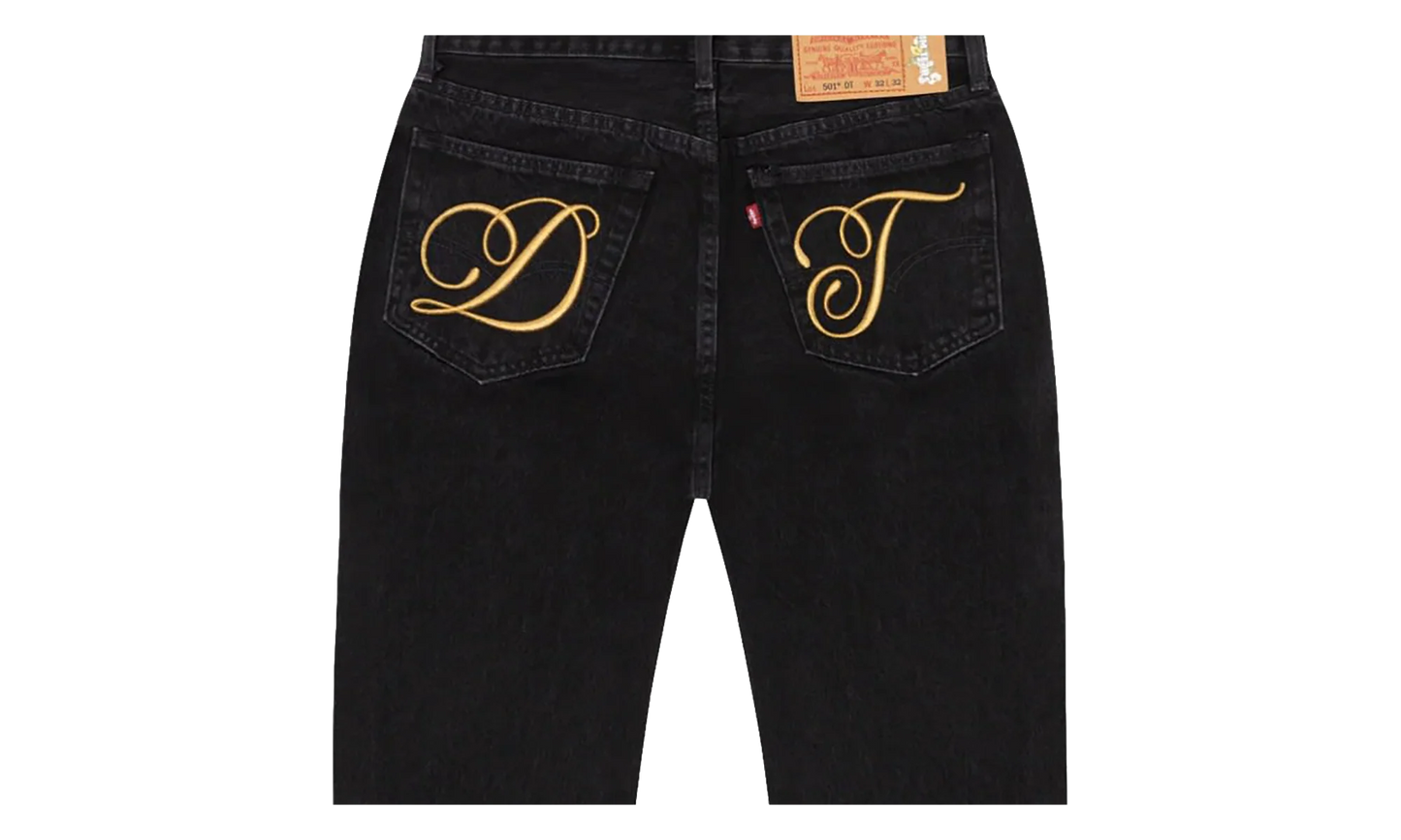 DT Metallic Gold Script 501 Jeans "Black" DT391