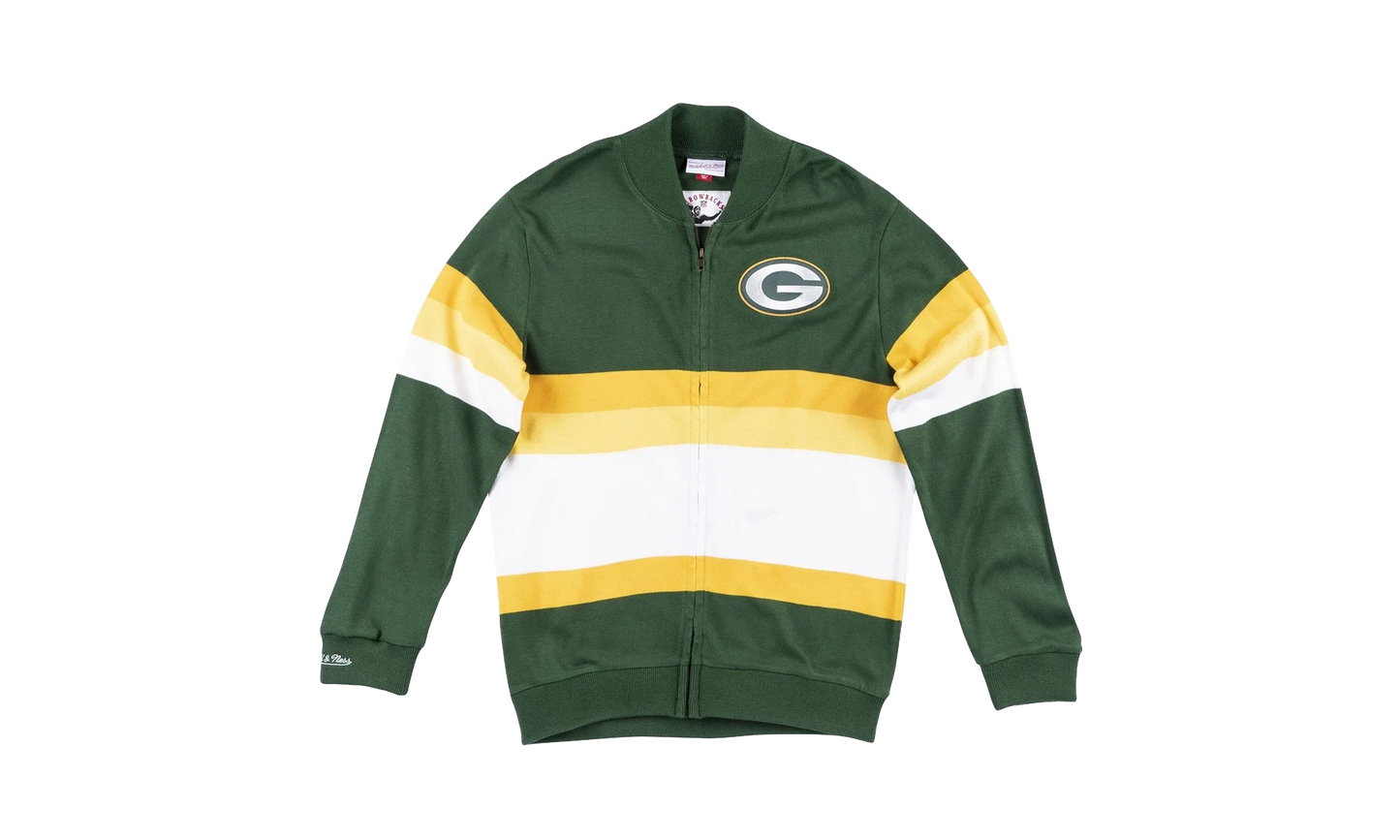 NFL Front Stripe Full Zip Sweater "Green Bay Packers - Hunter Green" SWTRAJ18024 GBPHNGN