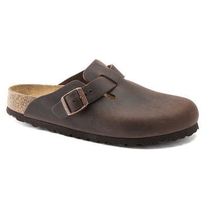 Boston Oiled Leather Classic Footbed Clog in Habana