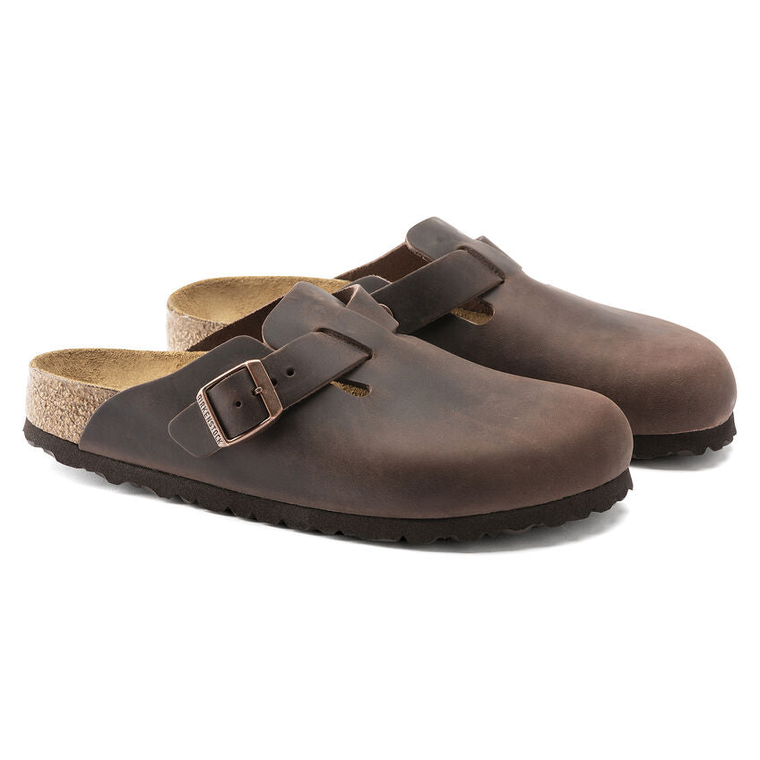 Boston Oiled Leather Classic Footbed Clog in Habana