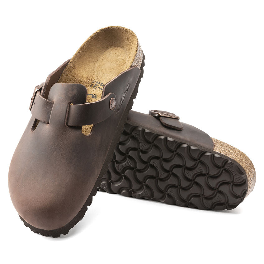 Boston Oiled Leather Classic Footbed Clog in Habana