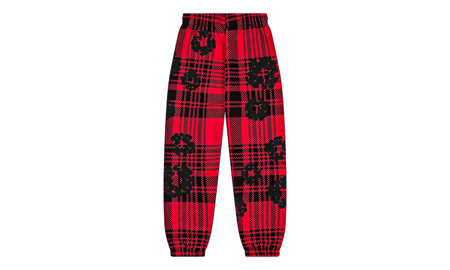 Plaid Cotton Wreath Sweatpants "Red" DT387