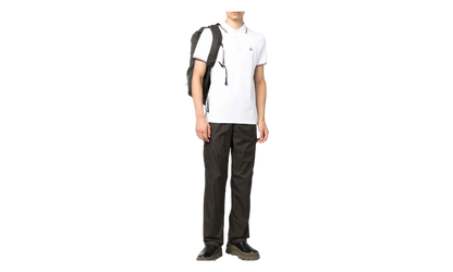 Striped Trim SS Polo Collar T-shirt "Brilliant White" MON59