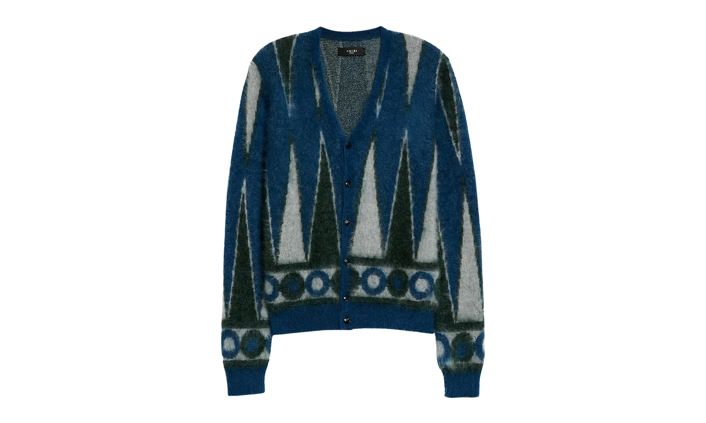 Backgammon Mohair-Blend Cardigan "Green / White" MKC008 344