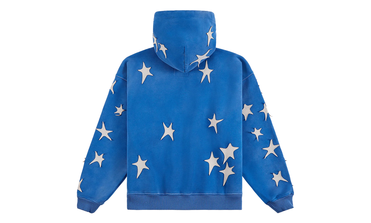 Patchwork Washed Hoodie "Blue" KS002