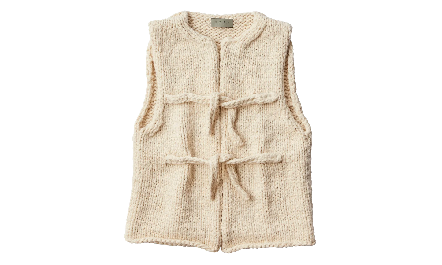 Hand Knit Vest "White" 963978