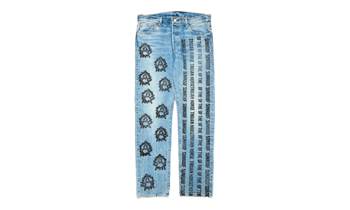 Levi's 501 Virgil Abloh Logo Jeans "Sunroof Of The Horse - Indigo / Black" DT301