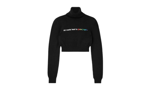 All Roads Cropped Turtleneck Sweater "Black" PWHF024F23KNI002