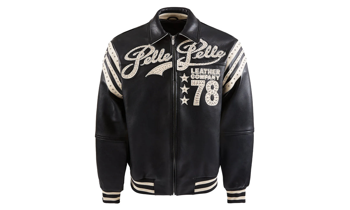 Encrusted Varsity Jacket "Black / Ivory" PP011