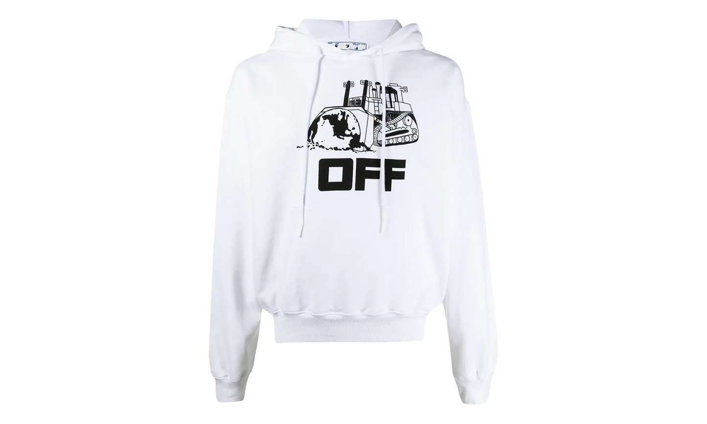 Oversized Fit World Catepillar Print Hoodie "White / Black" OMBB037R21FLE0090110
