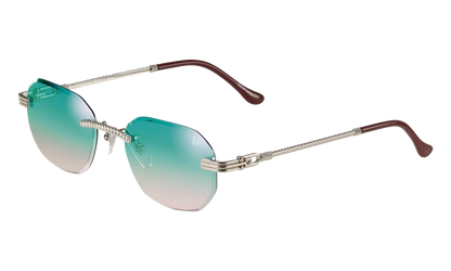 Hustler Rimless Drill Mount 24KT "White Gold / Blue / Pink Multi Flash" DMHU2 0049 44D1