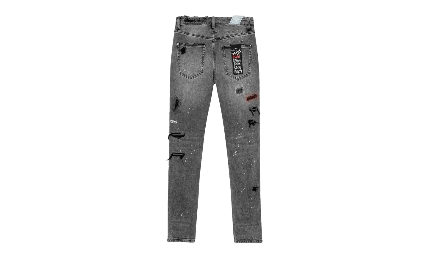 Ksubi X Juice Wrld Chitch Trashed Devil Jeans "Grey" 34BYF1RS