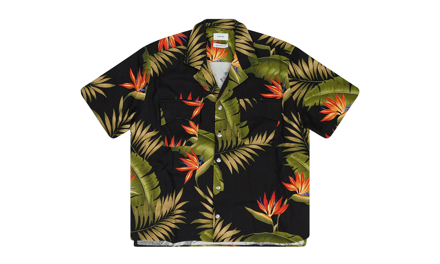 Snap Hawaiian Button-down Shirt "Black" RHD-MTPS-0095