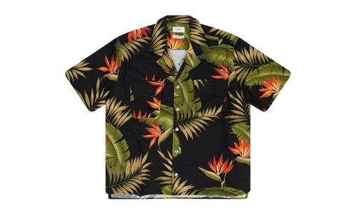 Snap Hawaiian Button-down Shirt "Black" RHD-MTPS-0095