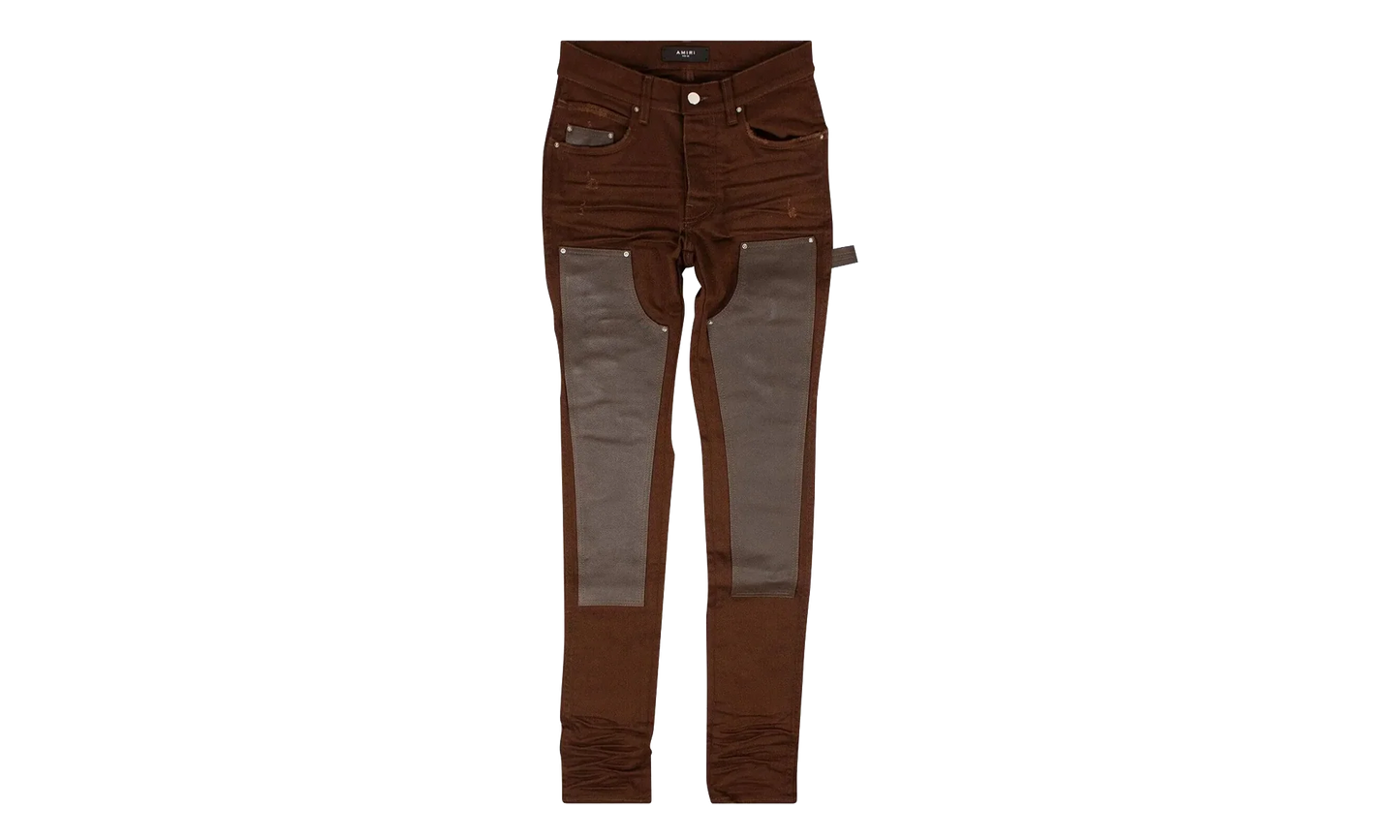 Denim Leather Workman Pants "Brown" MDS121 210