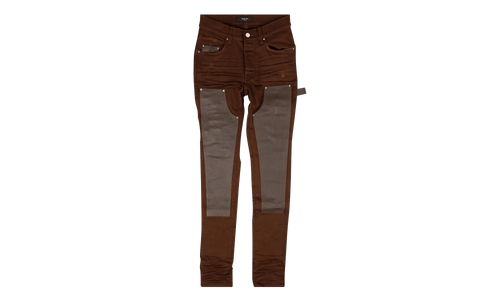 Denim Leather Workman Pants "Brown" MDS121 210