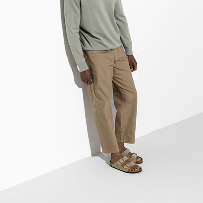 Arizona Suede Leather Soft Footbed Sandal in Taupe