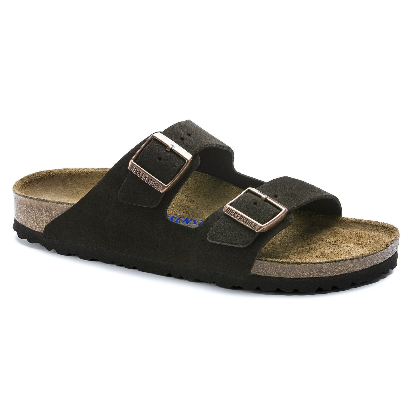 Arizona Suede Leather Soft Footbed Sandal in Mocha