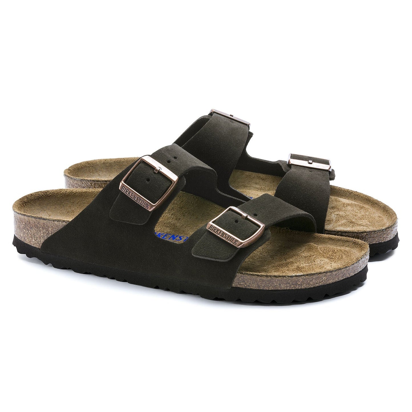 Arizona Suede Leather Soft Footbed Sandal in Mocha