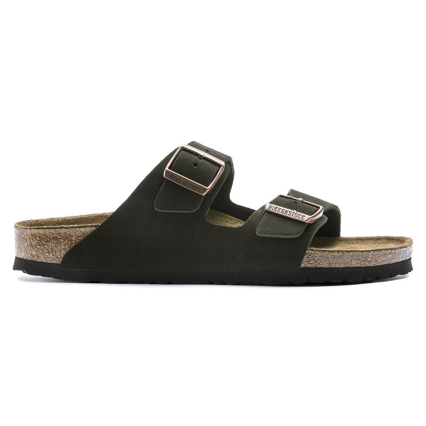 Arizona Suede Leather Soft Footbed Sandal in Mocha
