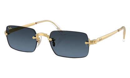 A$AP Rocky x Ray-Ban Rimless Square Glasses "Polished Arista Gold - Blue Gradient Dark Grey" 0RB3928 001/S2