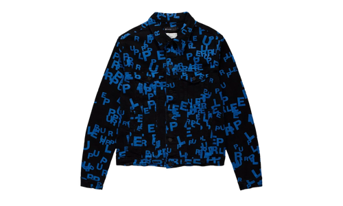BLACK/BLUE LETTERS SCREEN PRINT TRUCKER "Black" P024 BBSP123