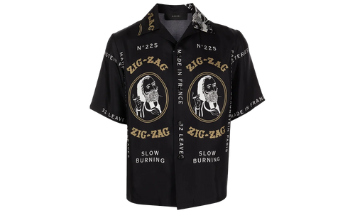 Zig Zag Rolling Paper Button Down Shirt "Black" SS22MSS012_Black