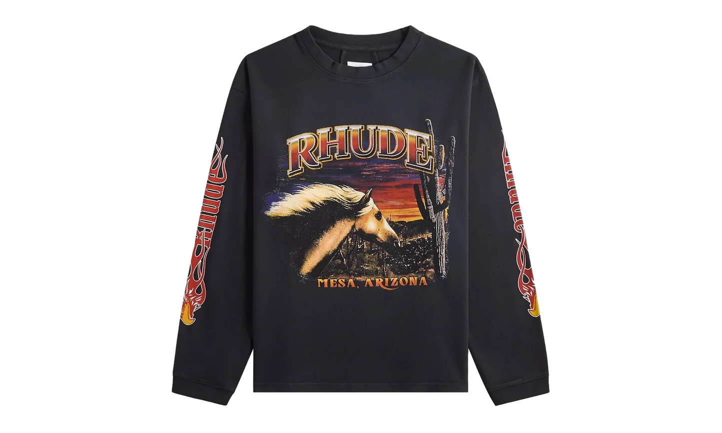 MESA STALLION LONG SLEEVES SWEATSHIRT "Vintage Black / Red / Yellow" RHFW25TT08012 3169
