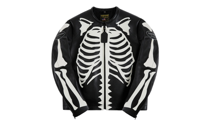 Bones Flat Leather Jacket "Black / White" BONES001