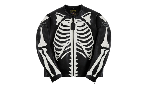 Bones Flat Leather Jacket "Black / White" BONES001
