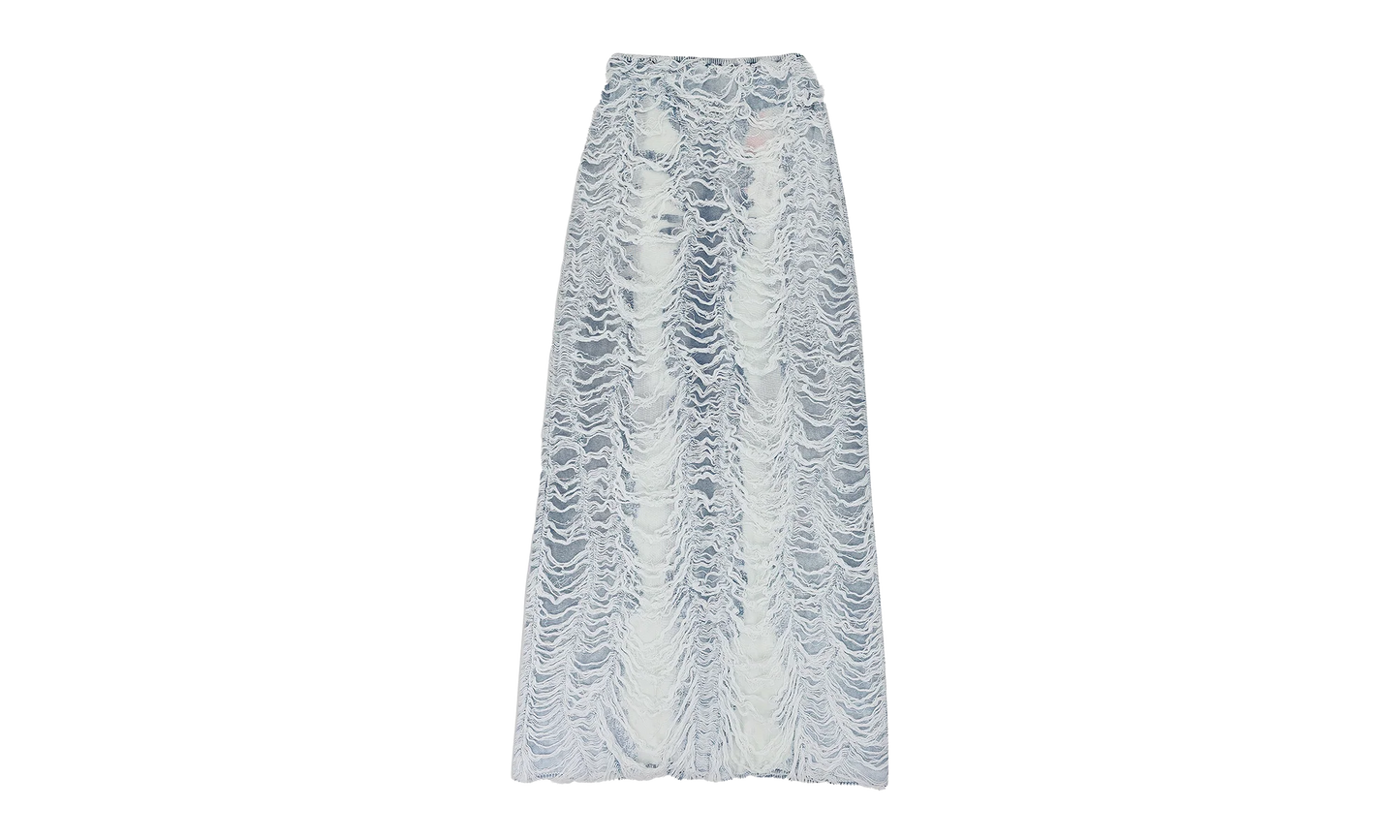 DENIM SHREDDED LONG SKIRT BLUE "Blue" A139350BNCG8NY
