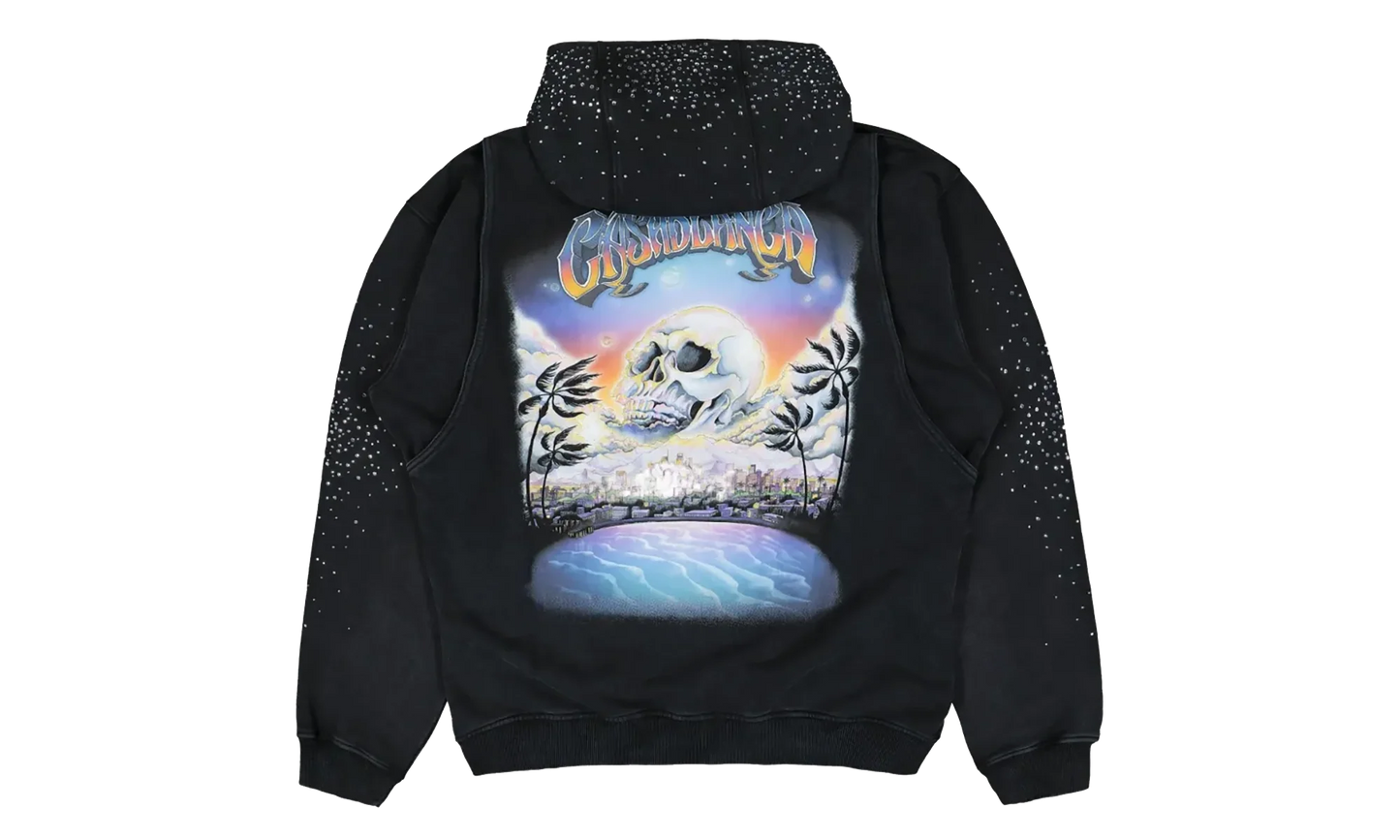 La Prémonition Crystal Embellished Zip Hooded Sweatshirt "Black" MS25 JTP 343 01