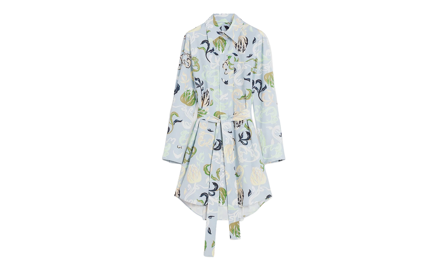 ABSTRACT PRINT TIE-WAIST DRESS "Azur" RW DR0040 5949 E24 270