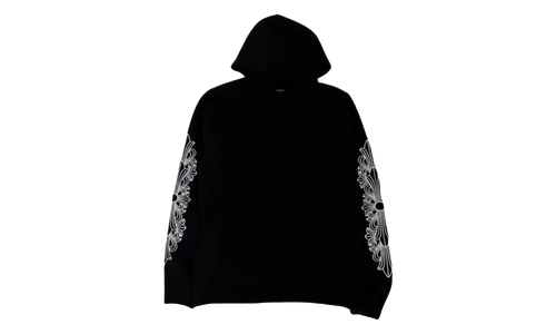Cashmere Embroidered Floral Sleeve Pullover Hoodie "Black" CHRM1012