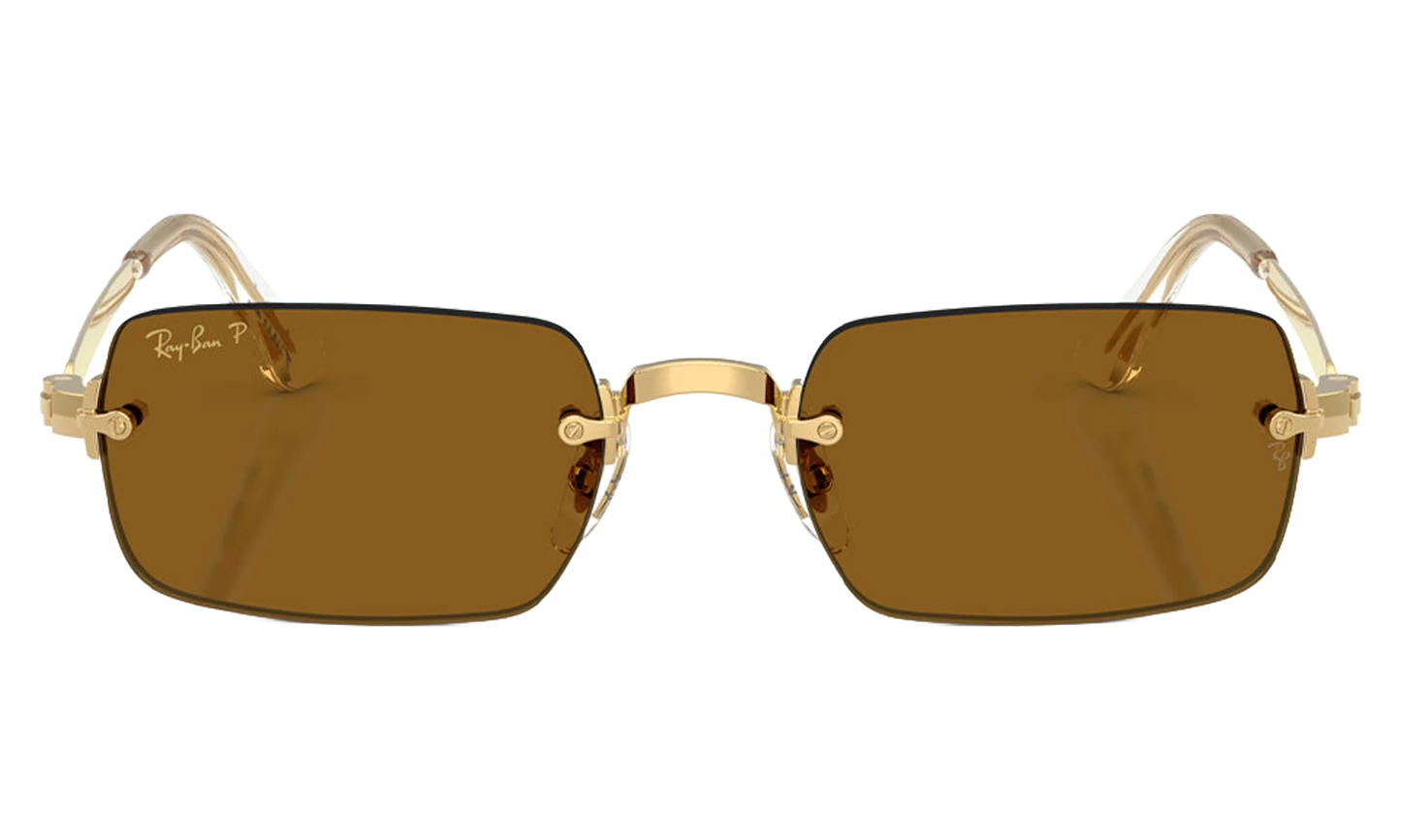 Ray-Ban Rimless "A$AP Rocky - Polished Arista Gold with Dark Brown Polarized Lens" RB3928 001 83