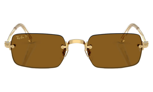 Ray-Ban Rimless "A$AP Rocky - Polished Arista Gold with Dark Brown Polarized Lens" RB3928 001 83