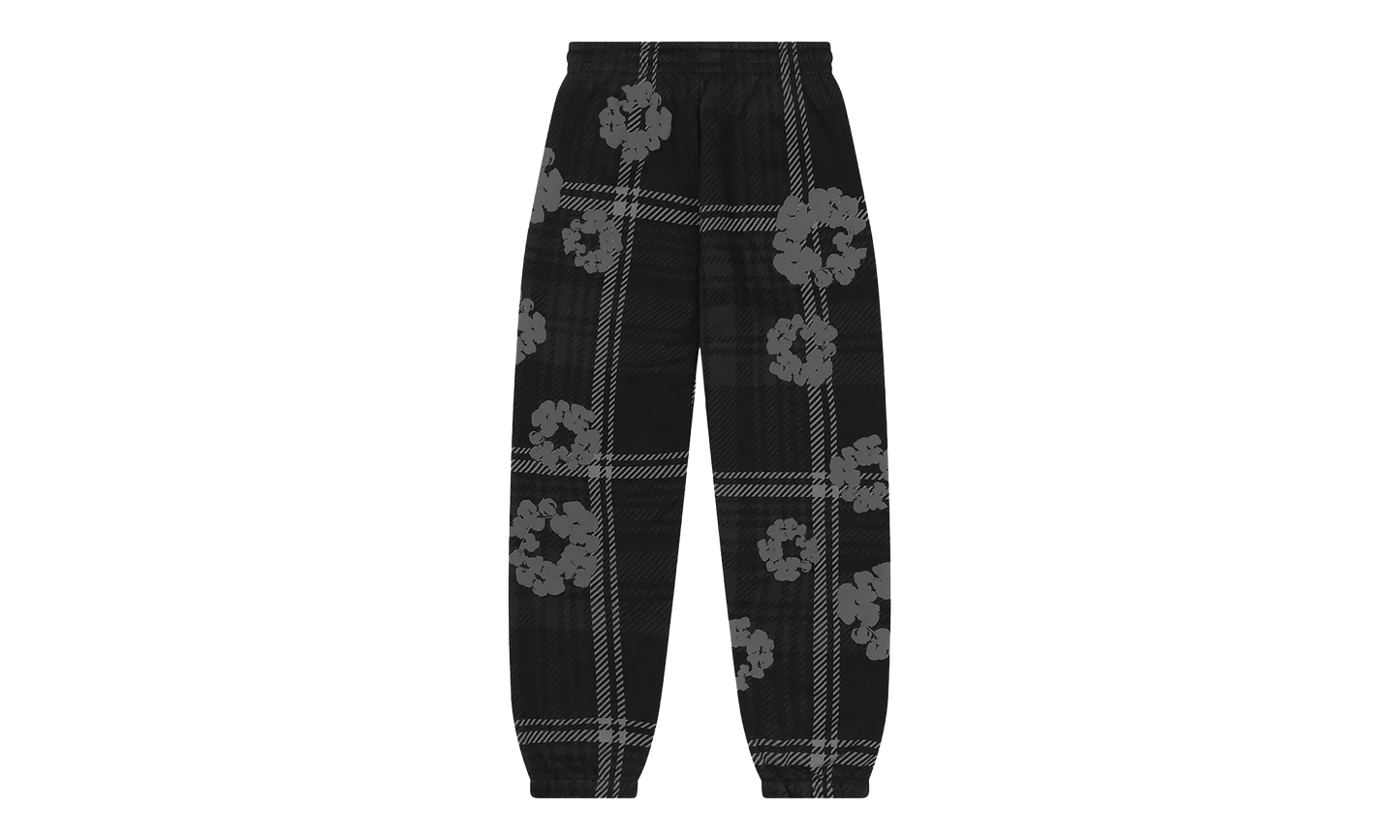 Plaid Cotton Wreath Sweatpants "Black" DT384