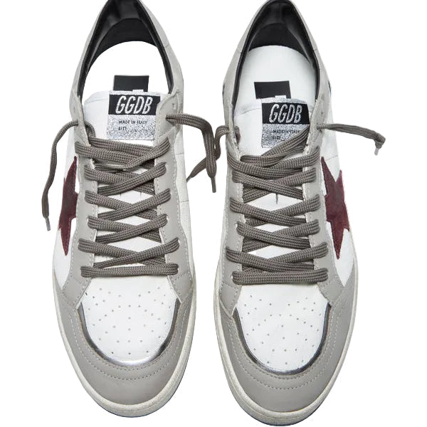 Golden Goose Ball Star Double Upper White Dove Bordeaux