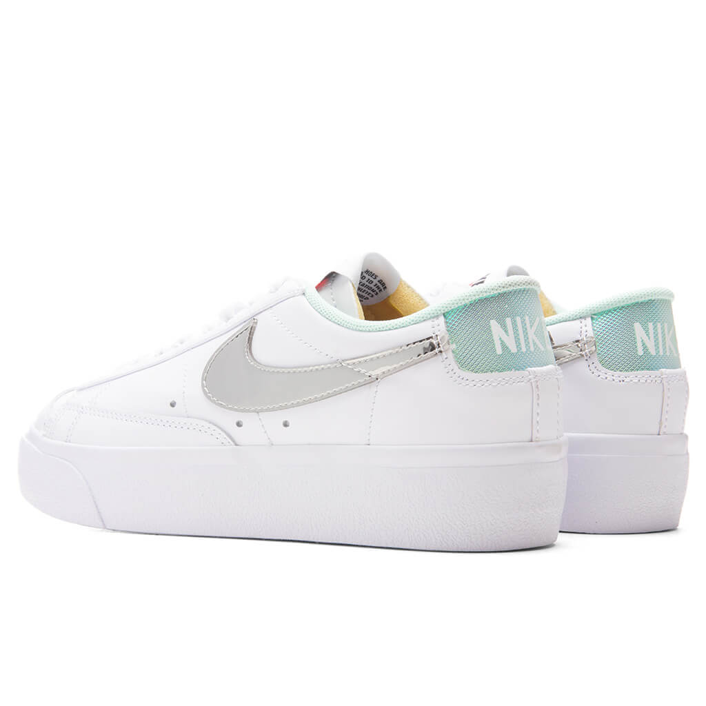 Women's Blazer Low Platform - White/Metallic Silver/Mint Foam