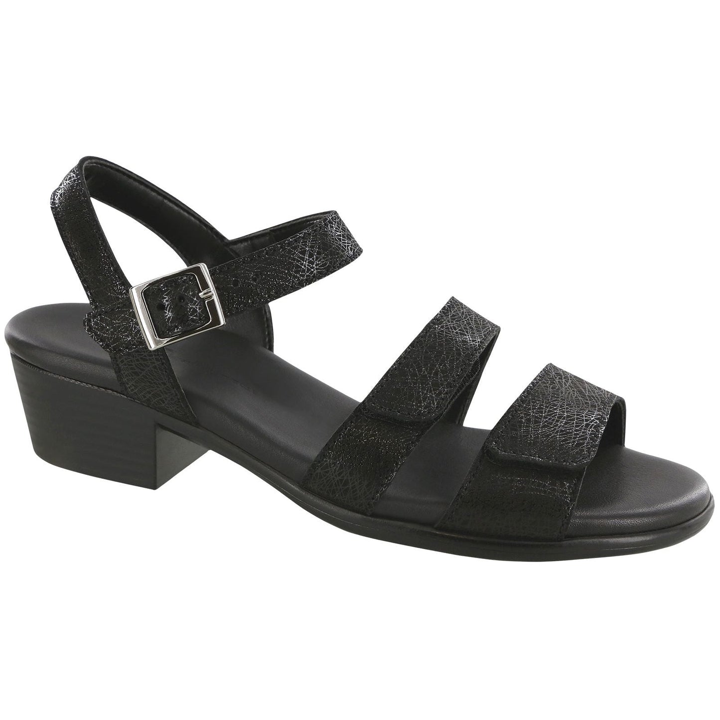 Women's Savanna Heel Strap Sandal in Web Black
