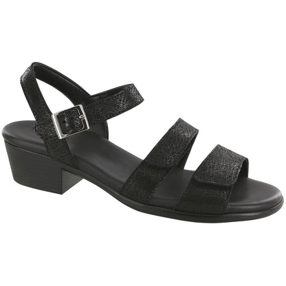 Women's Savanna Heel Strap Sandal in Web Black